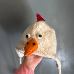 DELUX One Size Knit Chicken Cap Hat Warm Funny Winter Wool Blend Quirky NWOT